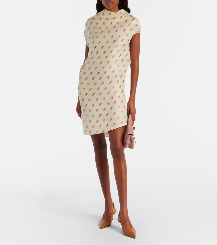 Khaite Floral draped silk minidress