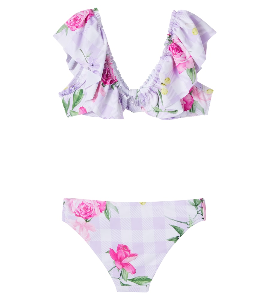  Monnalisa Monnalisa Floral Gingham Ruffled Bikini 