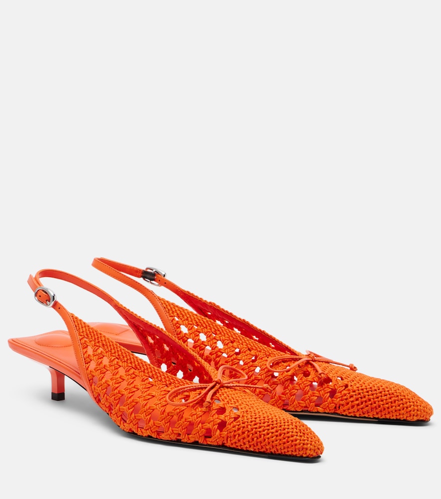 Jacquemus Women's Orange Cubisto Raffia-Effect Slingback Pumps UK Size 6 - Mytheresa