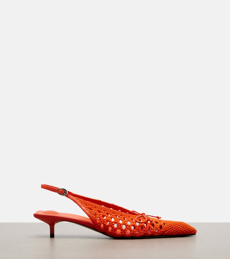  Jacquemus Jacquemus Cubisto Raffia-effect Slingback Pumps 