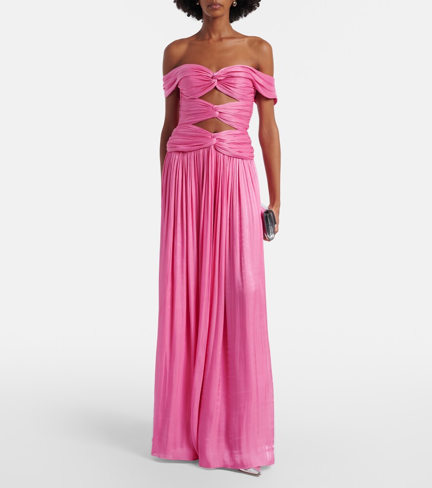 Costarellos Cutout Lurex georgette gown