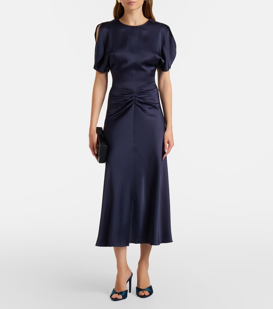 Victoria Beckham Bela gathered satin midi dress