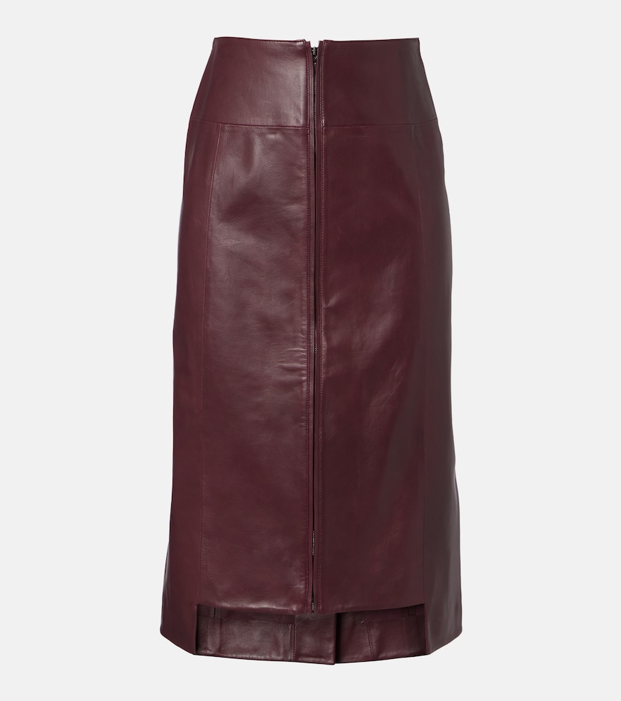 Victoria Beckham Leather midi skirt | Thumbnail 6