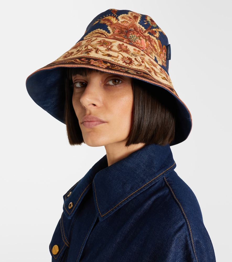 Zimmermann Reversible printed linen bucket hat