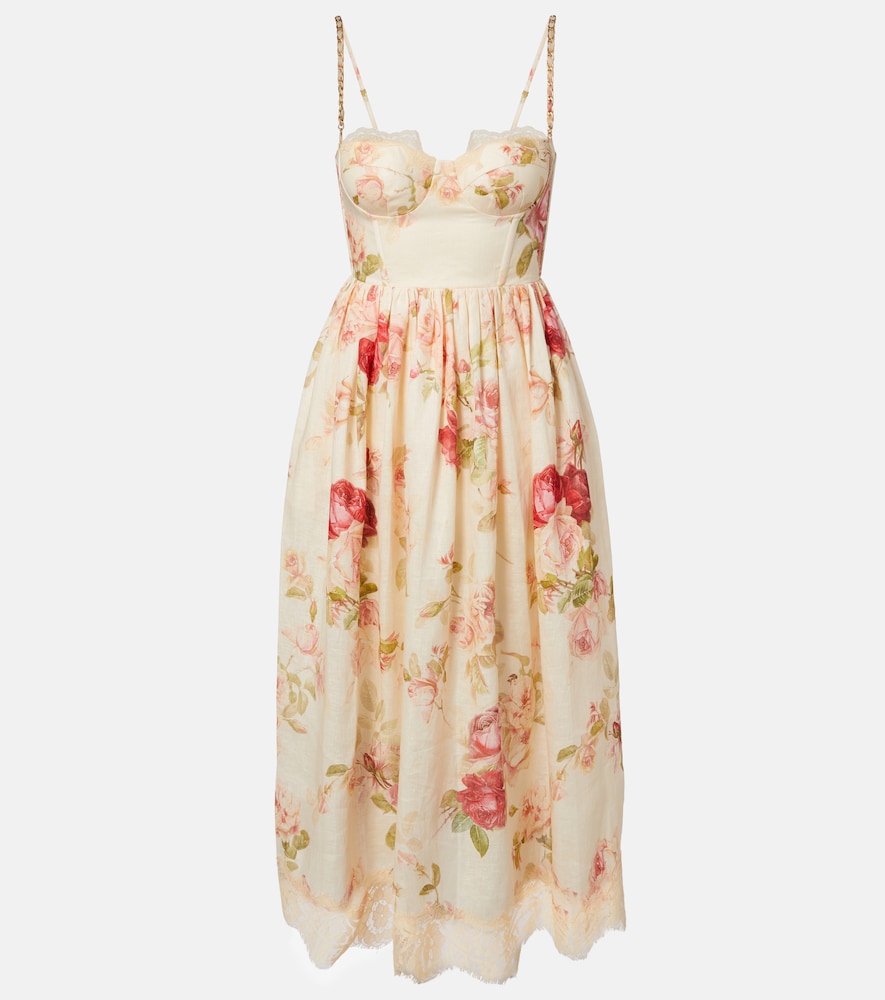 Zimmermann Roselight floral linen midi dress