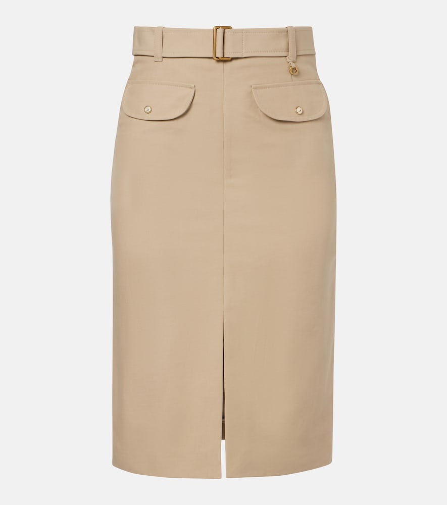 Moncler Belted cotton pencil skirt