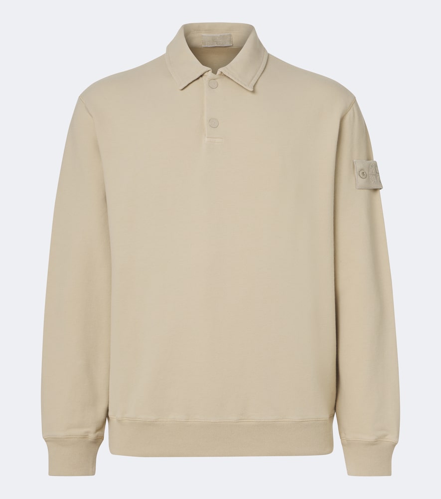 Stone Island Ghost Cotton-blend Jersey Polo Sweater In Sand