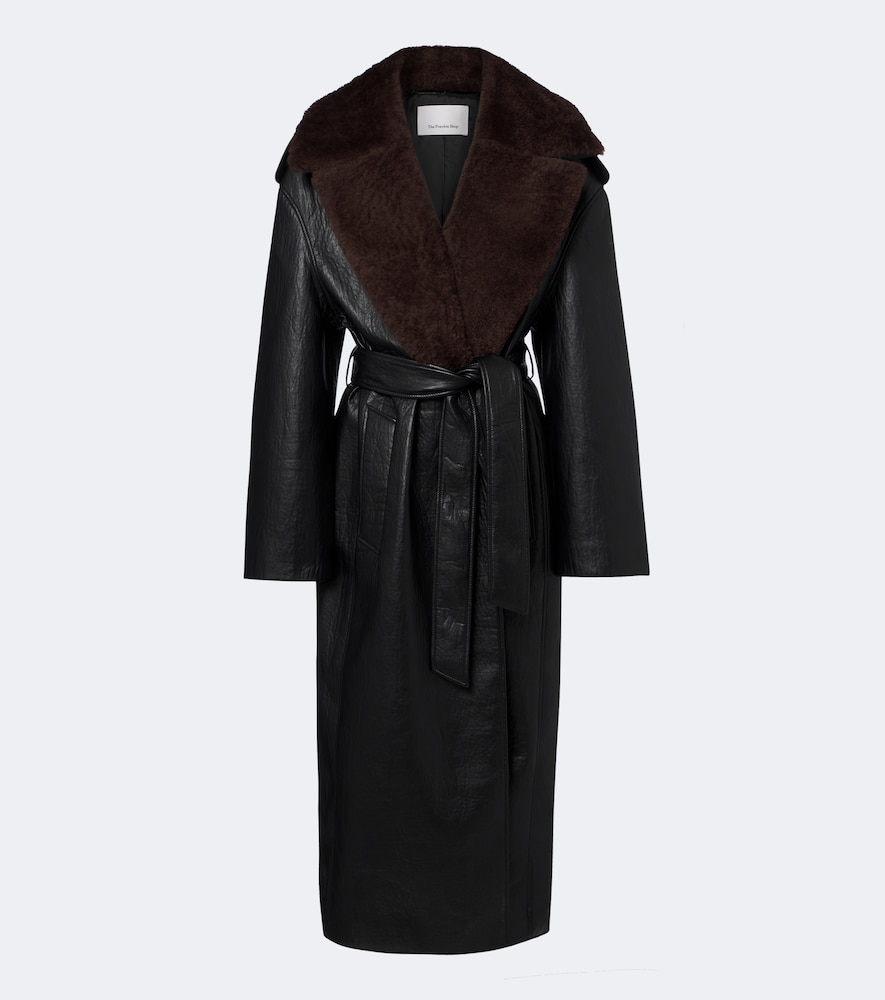 Edra Shearling-Trimmed Wrap Coat