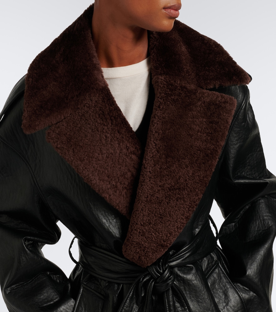 Edra Shearling-Trimmed Wrap Coat
