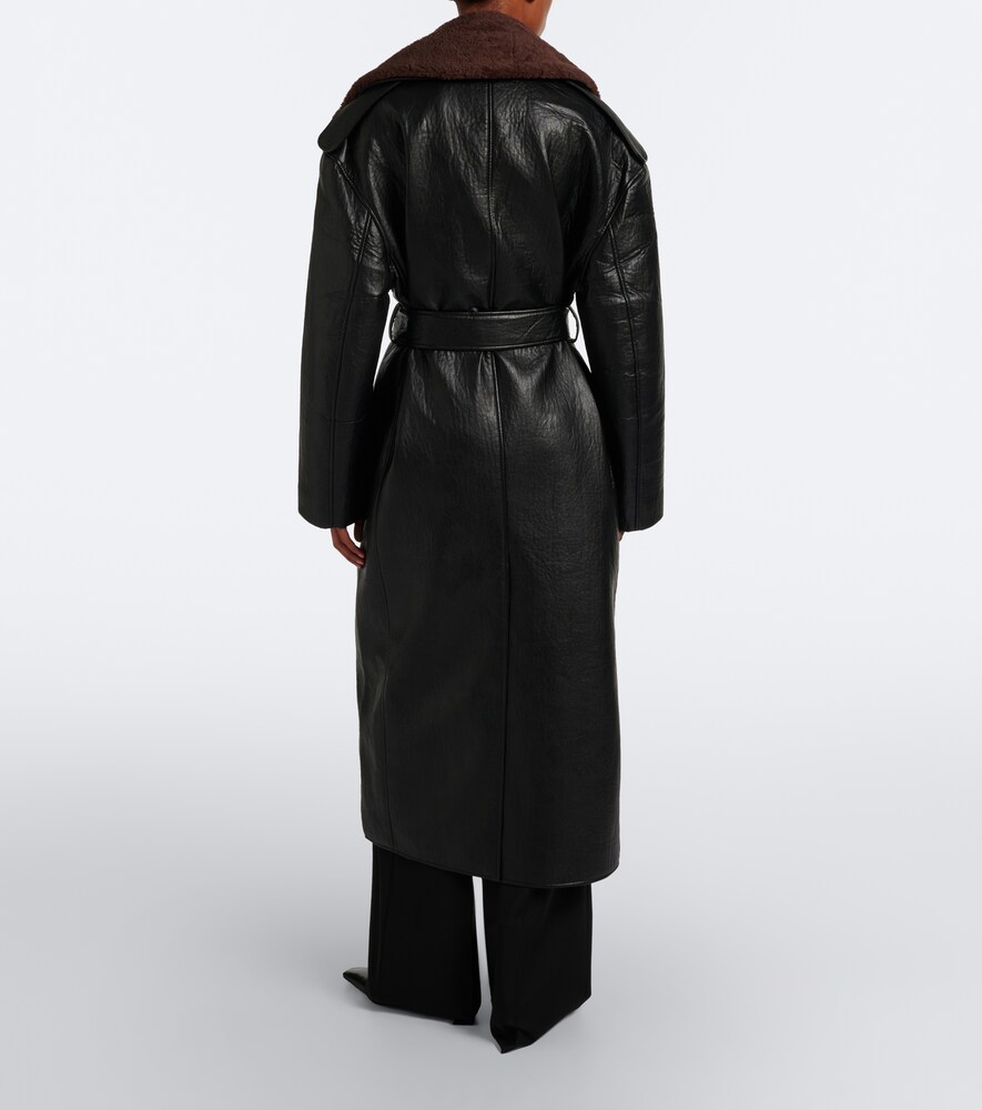 Edra Shearling-Trimmed Wrap Coat