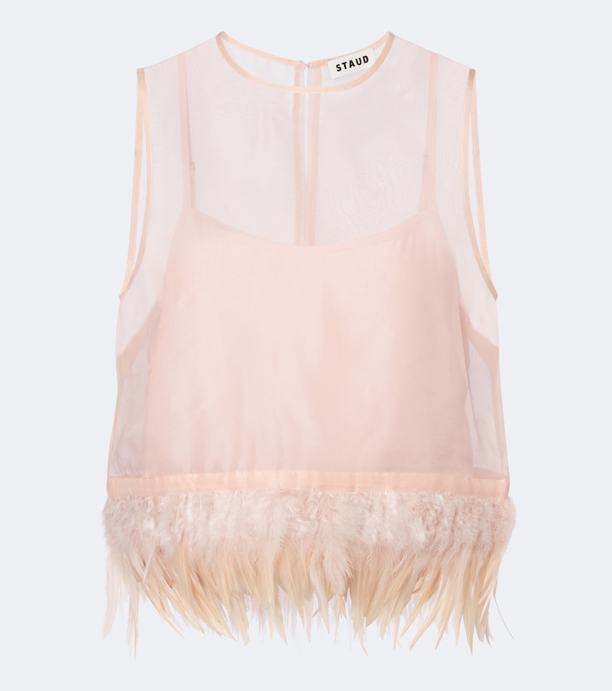 Staud Top Avi en soie et plumes 440 €