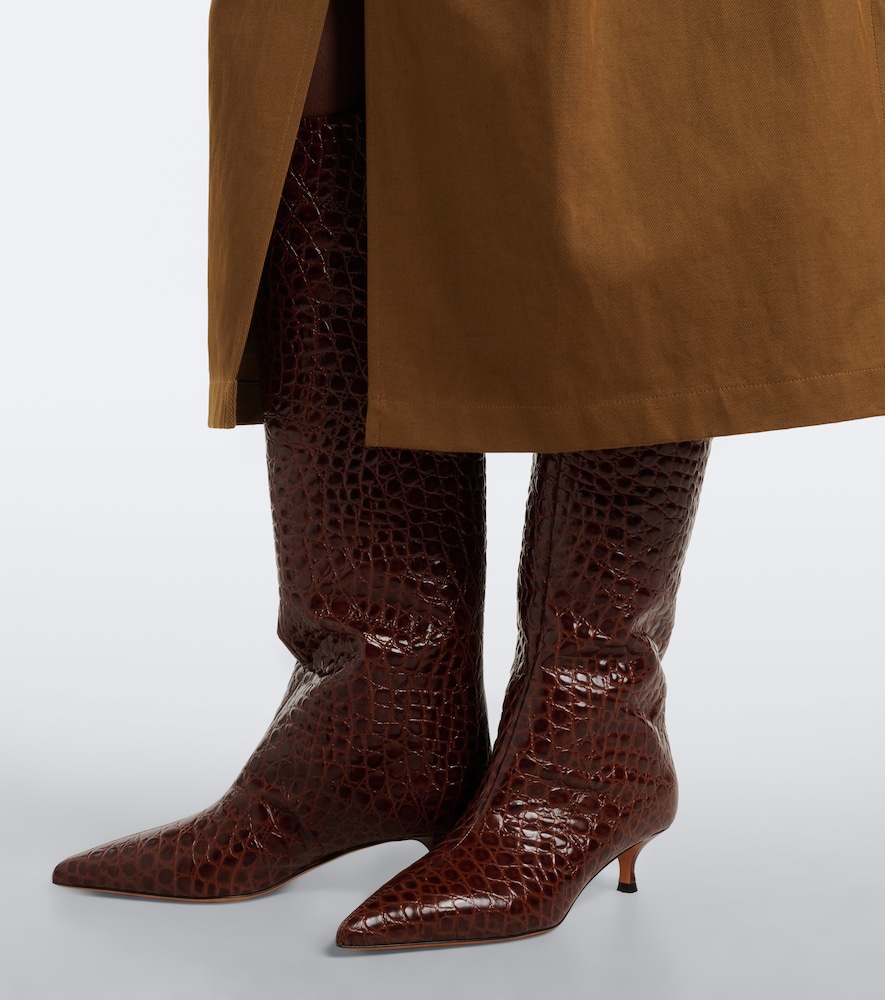 Le Monde Béryl Babouche Croc-Effect Knee-High Boots