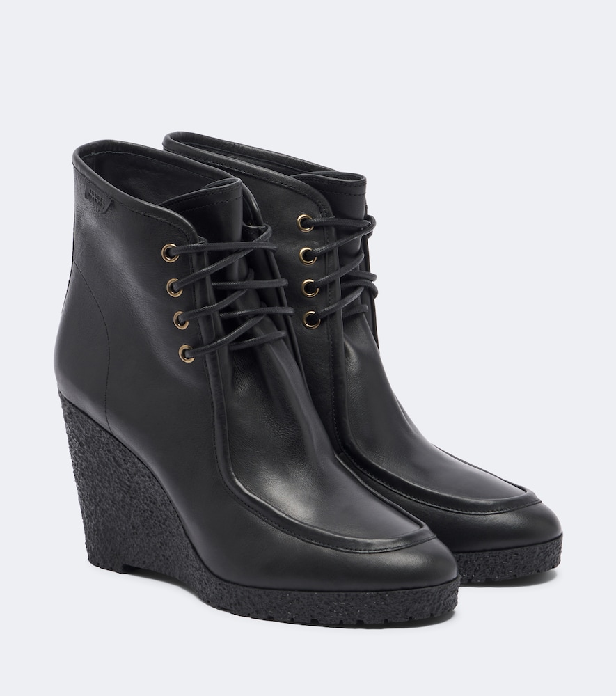 Cylia Leather Wedge Ankle Boots