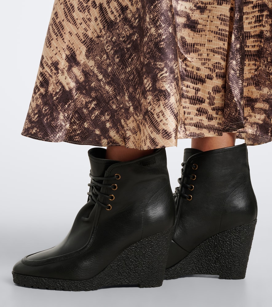 Cylia Leather Wedge Ankle Boots
