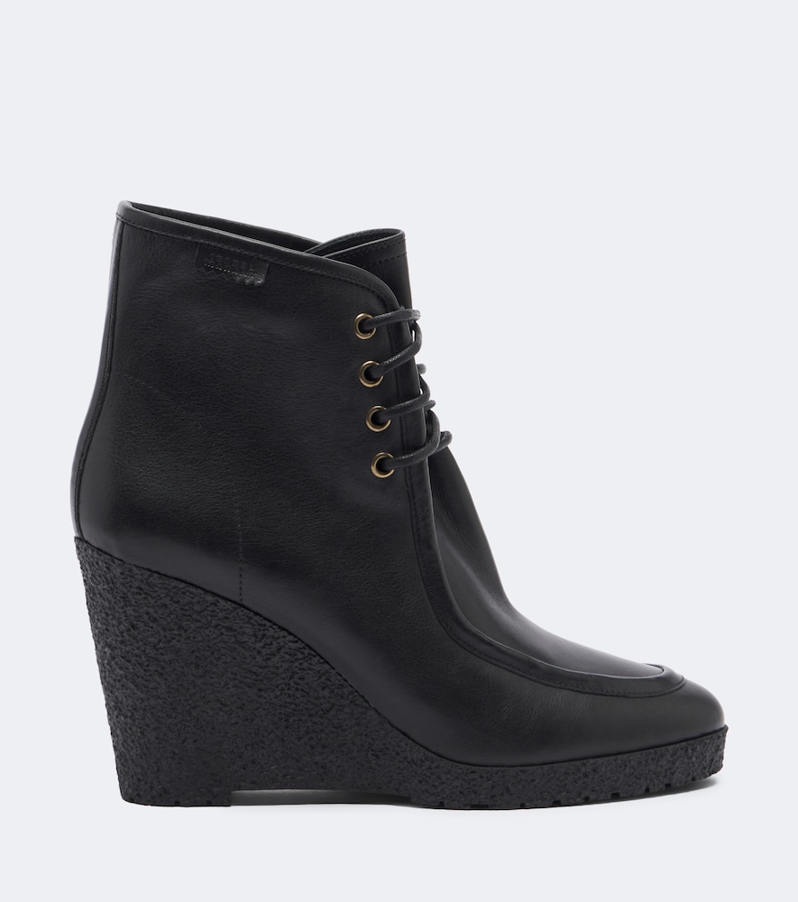 Cylia Leather Wedge Ankle Boots
