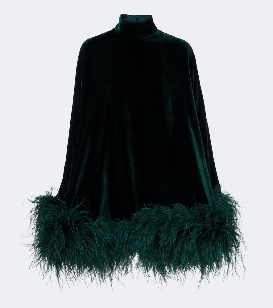 Minikleid Vegas aus Samt mit Federn
