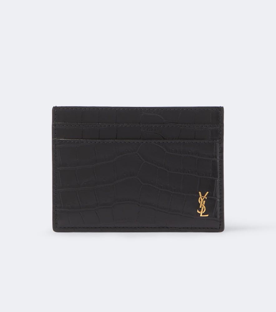 Saint Laurent Porte-cartes Cassandre en cuir faon croco 280$