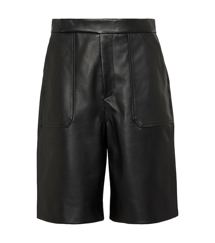 Khaite Theresa High-rise Leather Shorts In Black