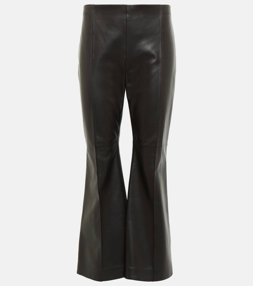 The Row Beck Leather Flared Pants In Brown