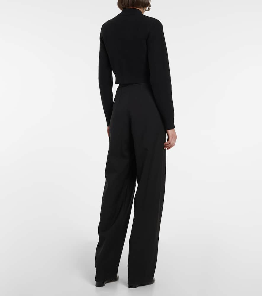 Shop Alaïa Cropped Virgin Wool Turtleneck Sweater In Black