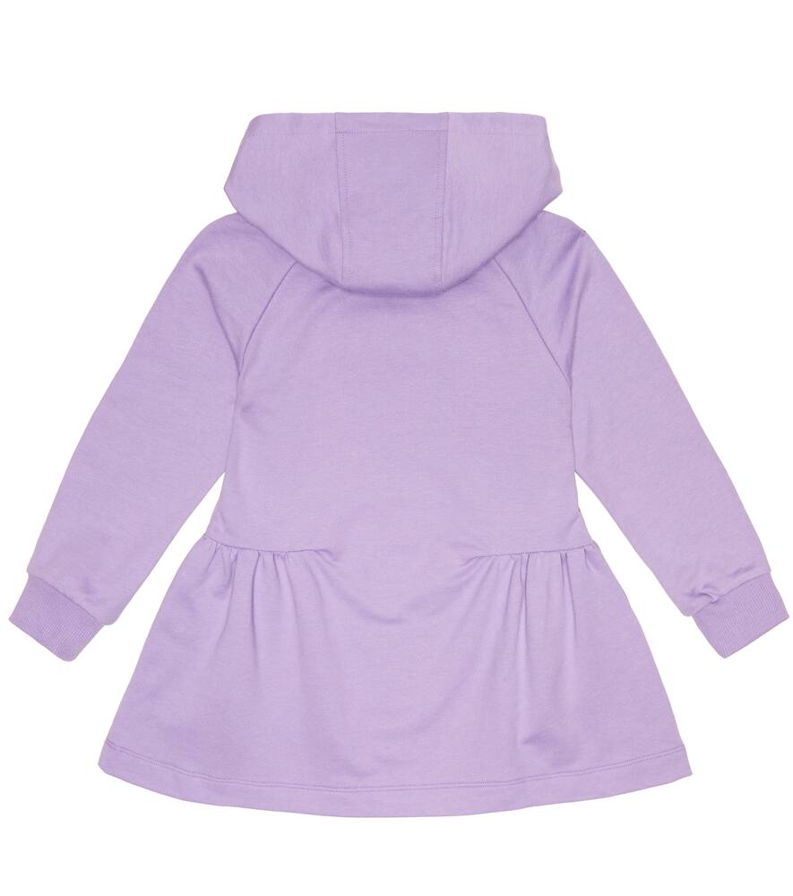 Versace Kids' Logo Appliqué Gathered Cotton Sweatshirt Dress In Purple