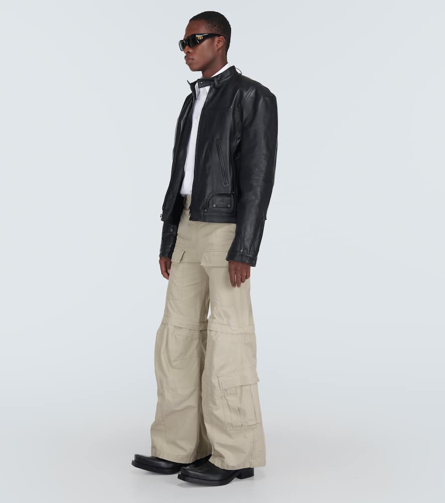 Shop Balenciaga Hybrid Flared Cotton Cargo Pants In Beige