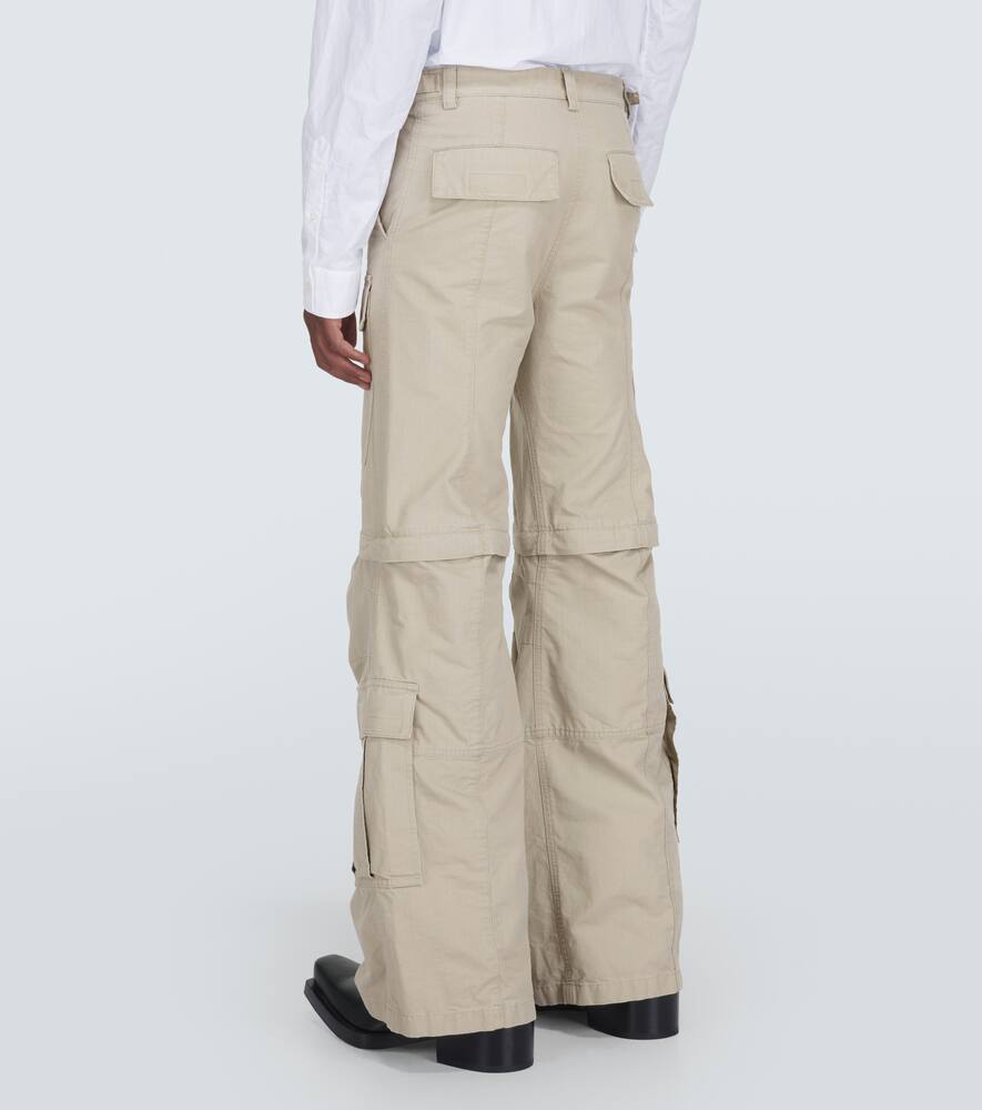 Shop Balenciaga Hybrid Flared Cotton Cargo Pants In Beige