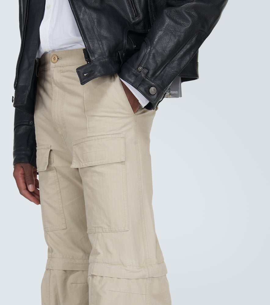 Shop Balenciaga Hybrid Flared Cotton Cargo Pants In Beige