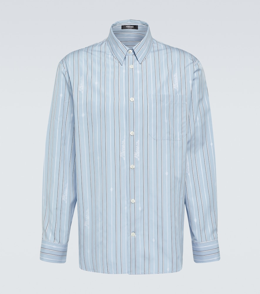 Versace Men's Blue Striped Cotton Poplin Shirt UK Size 15,5 - Mytheresa
