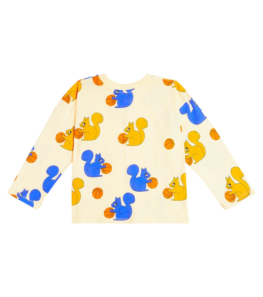 Mini Rodini Squirrels Cotton Jersey Top In Yellow