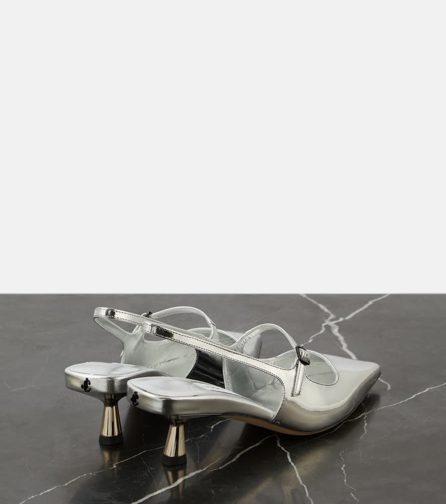Jimmy Choo 'didi 45' Gold Colored Pumps With Patent Finish In Silver