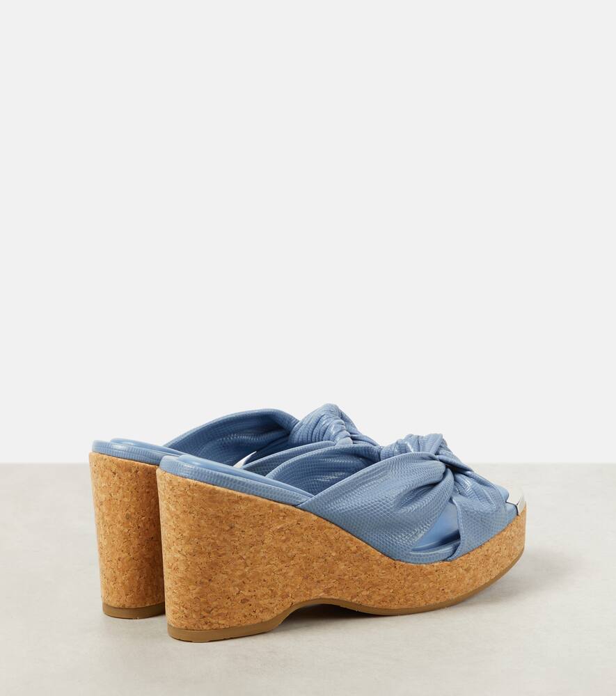 Shop Jimmy Choo Avenue Croc-effect Leather Wedges In Blue