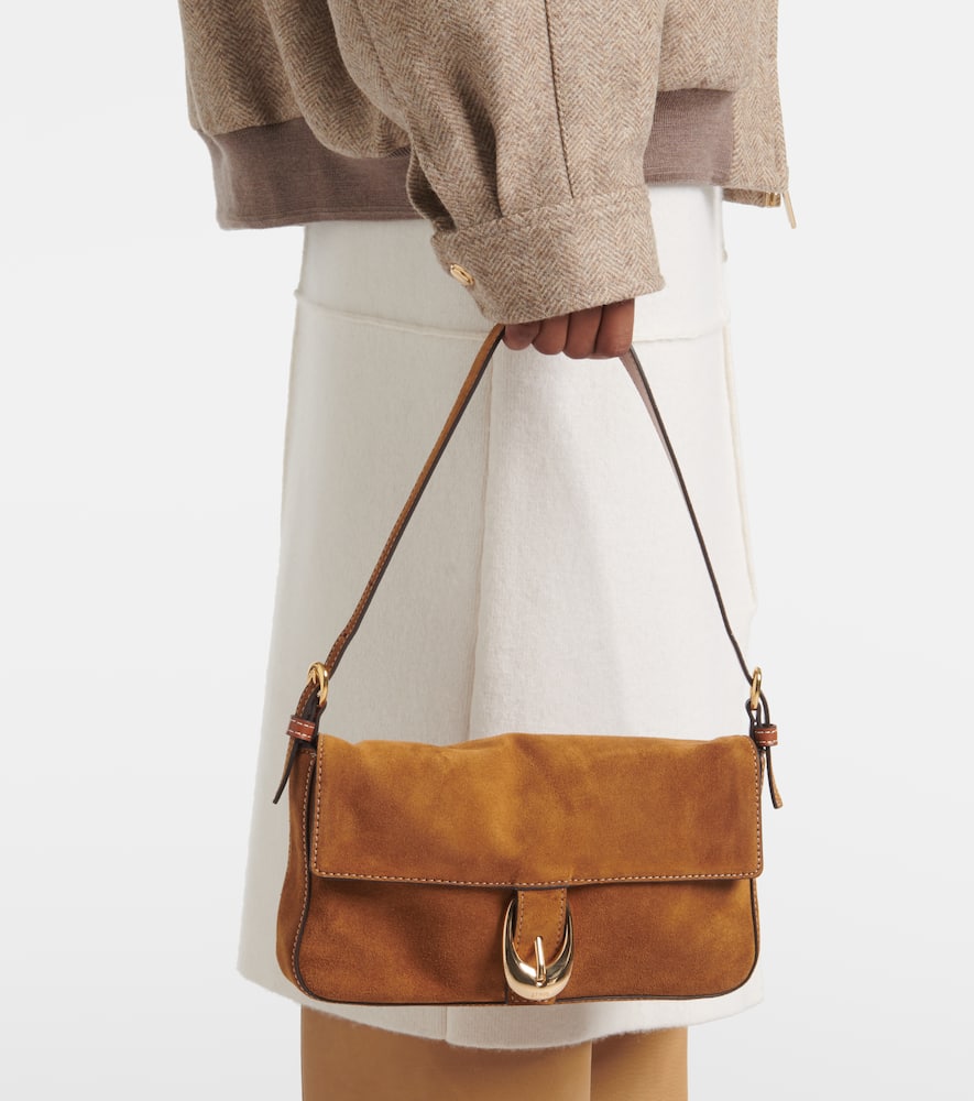 Staud Shoulder Bag With Adjustable Strap And Gold-tone Hardware In Brown