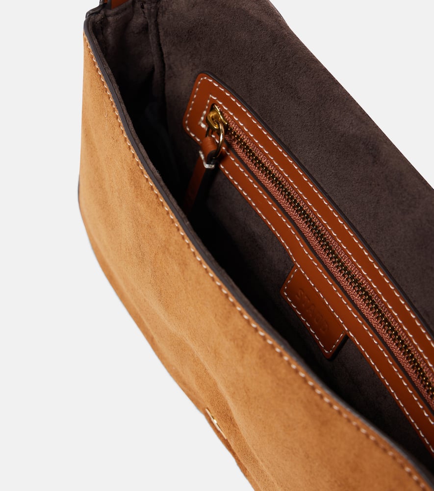 Staud Shoulder Bag With Adjustable Strap And Gold-tone Hardware In Brown