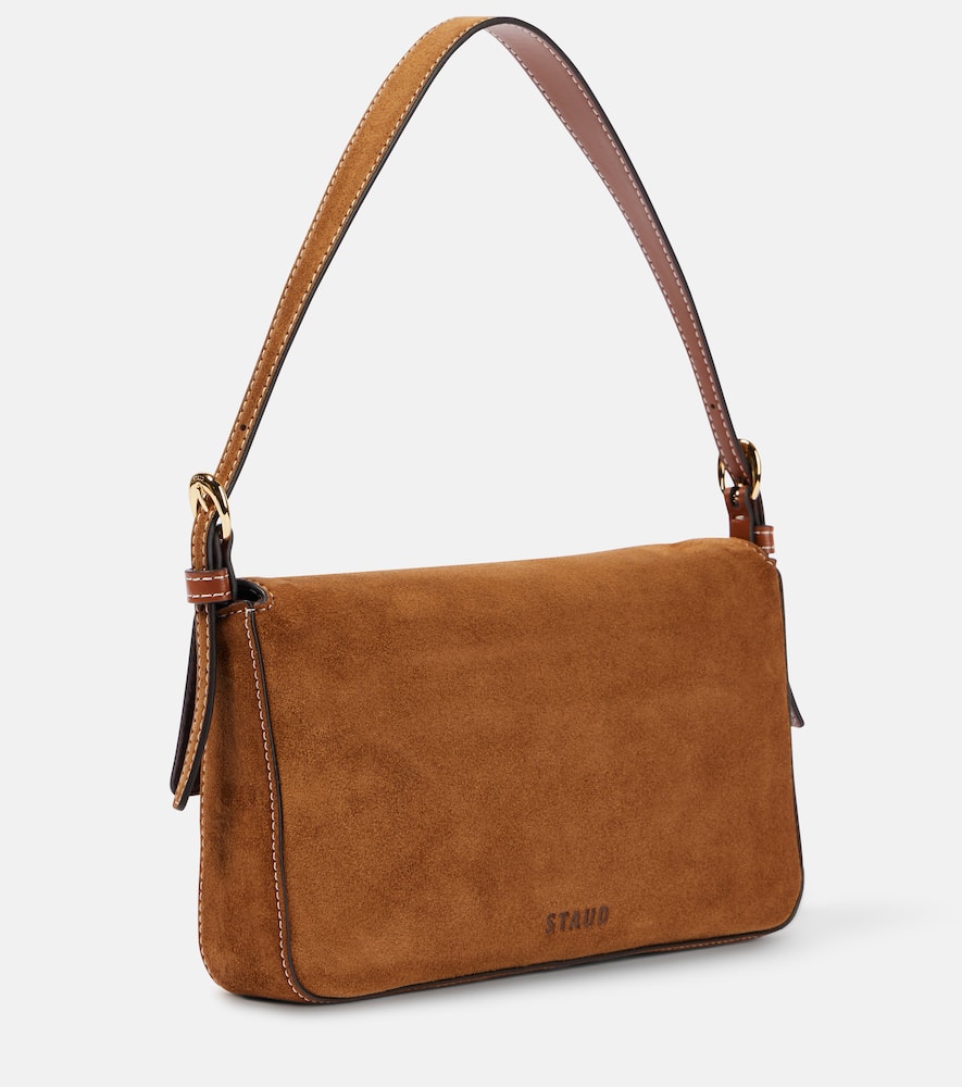 Staud Shoulder Bag With Adjustable Strap And Gold-tone Hardware In Brown