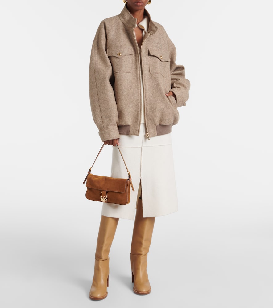 Staud Shoulder Bag With Adjustable Strap And Gold-tone Hardware In Brown