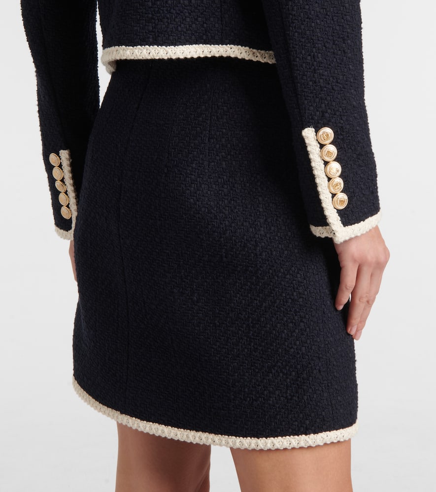 Veronica Beard Mabel Collarless Tweed Jacket In Black In Blue