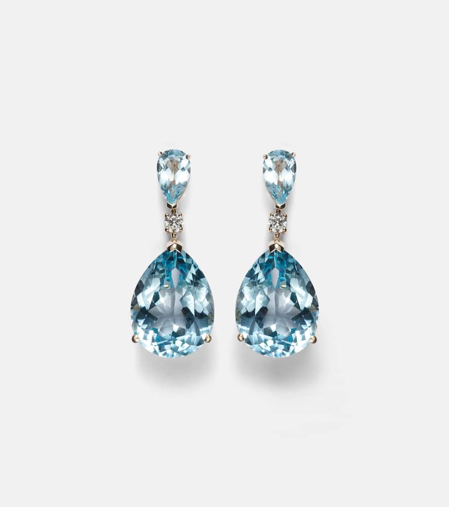 Mateo Sophia 14kt Gold Earrings With Topaz And Diamonds In Gold