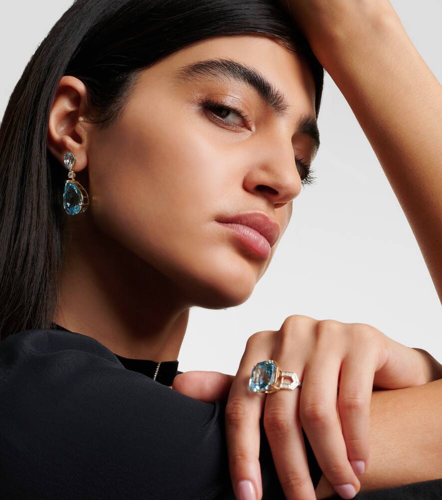 Mateo Sophia 14kt Gold Earrings With Topaz And Diamonds In Gold