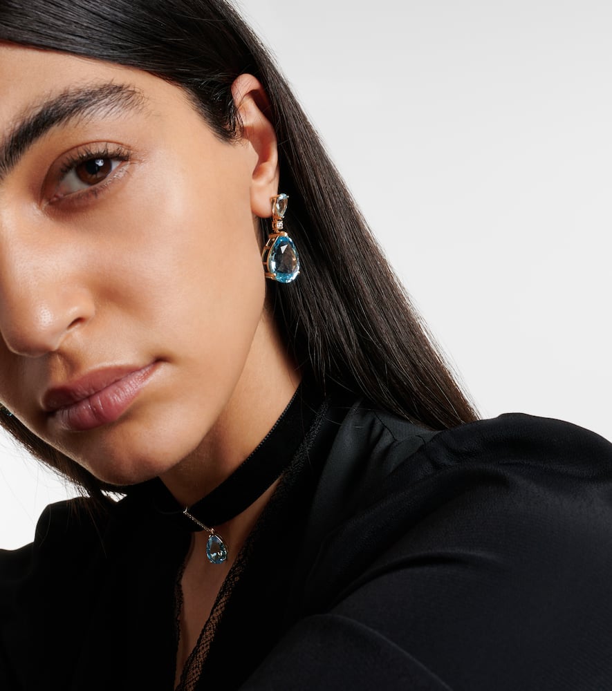 Mateo Sophia 14kt Gold Earrings With Topaz And Diamonds In Gold