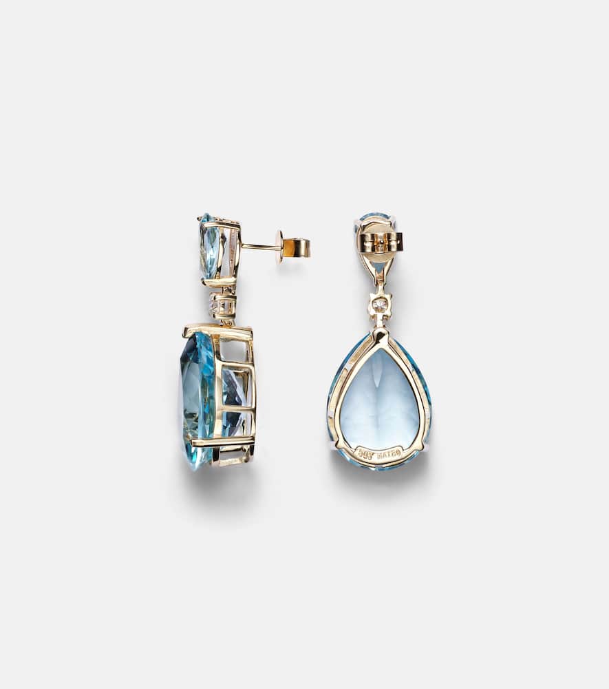 Mateo Sophia 14kt Gold Earrings With Topaz And Diamonds In Gold