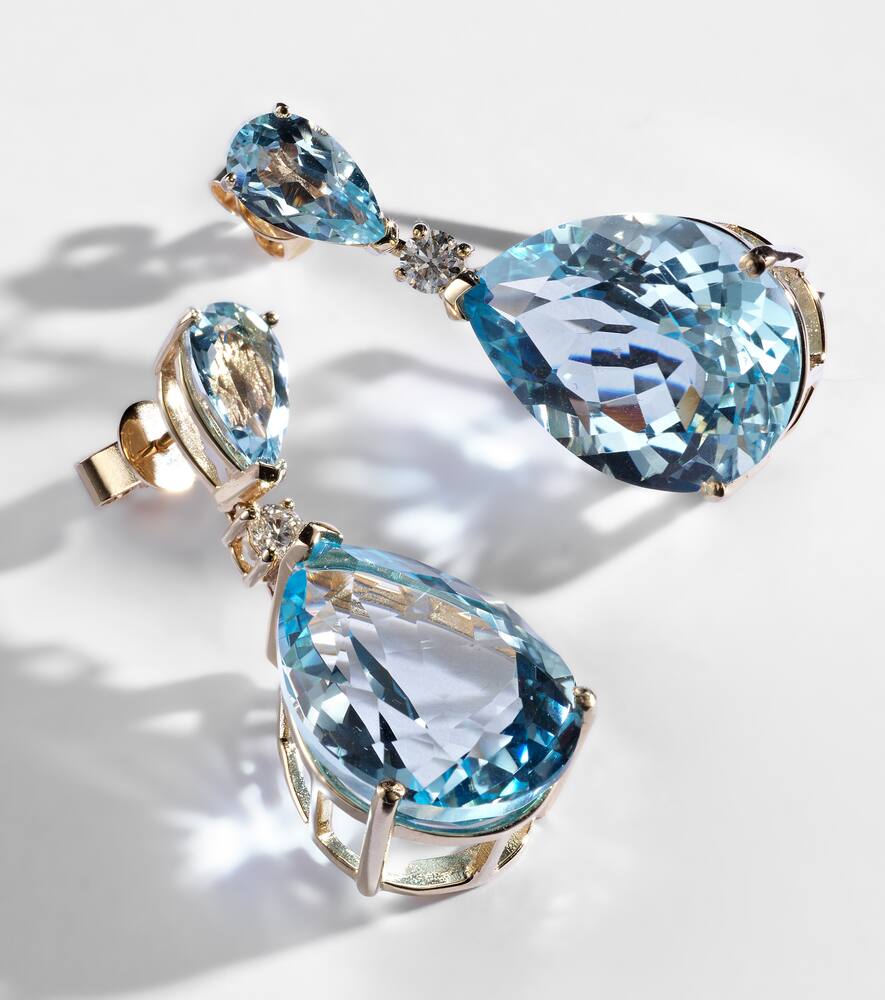 Mateo Sophia 14kt Gold Earrings With Topaz And Diamonds In Gold