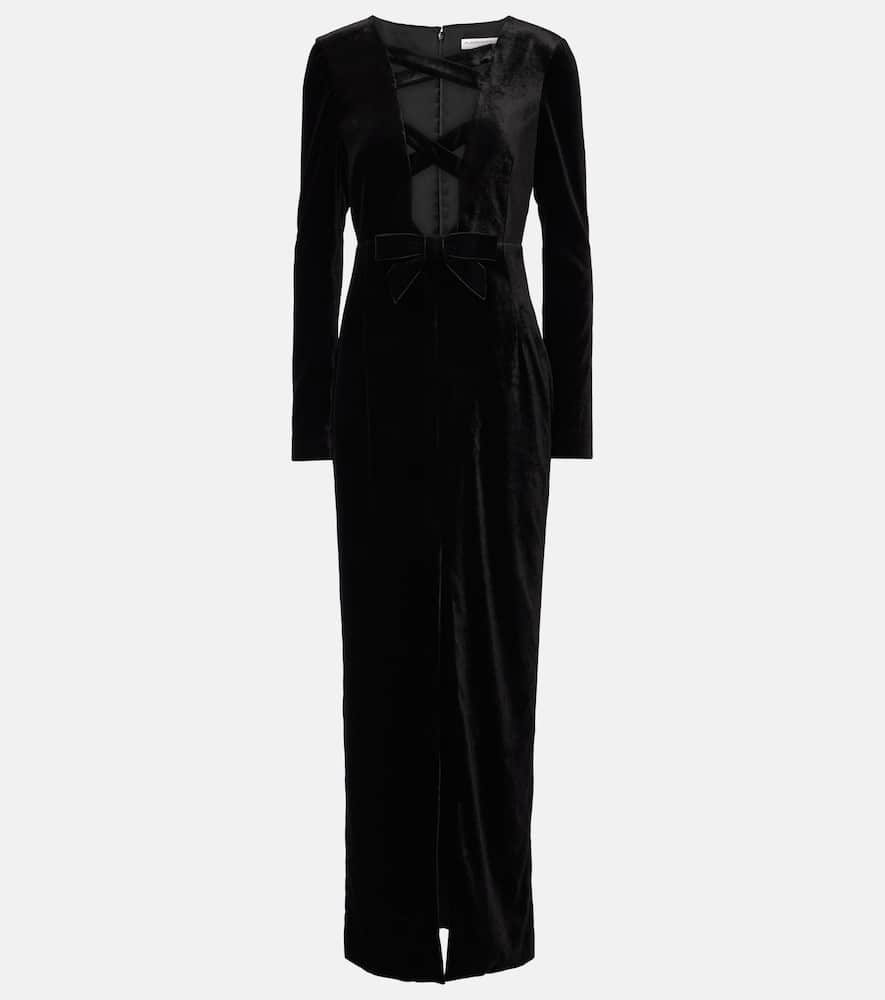 Alessandra Rich Velvet Maxi Dress In Black