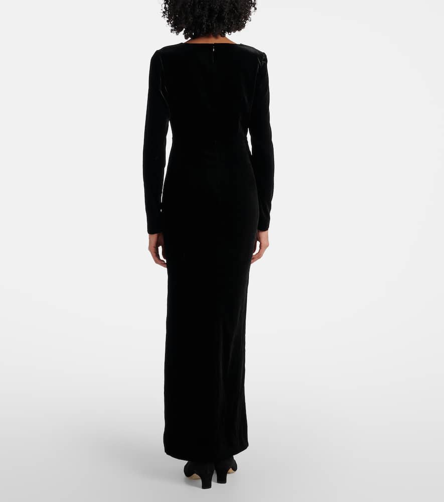 Alessandra Rich Velvet Maxi Dress In Black