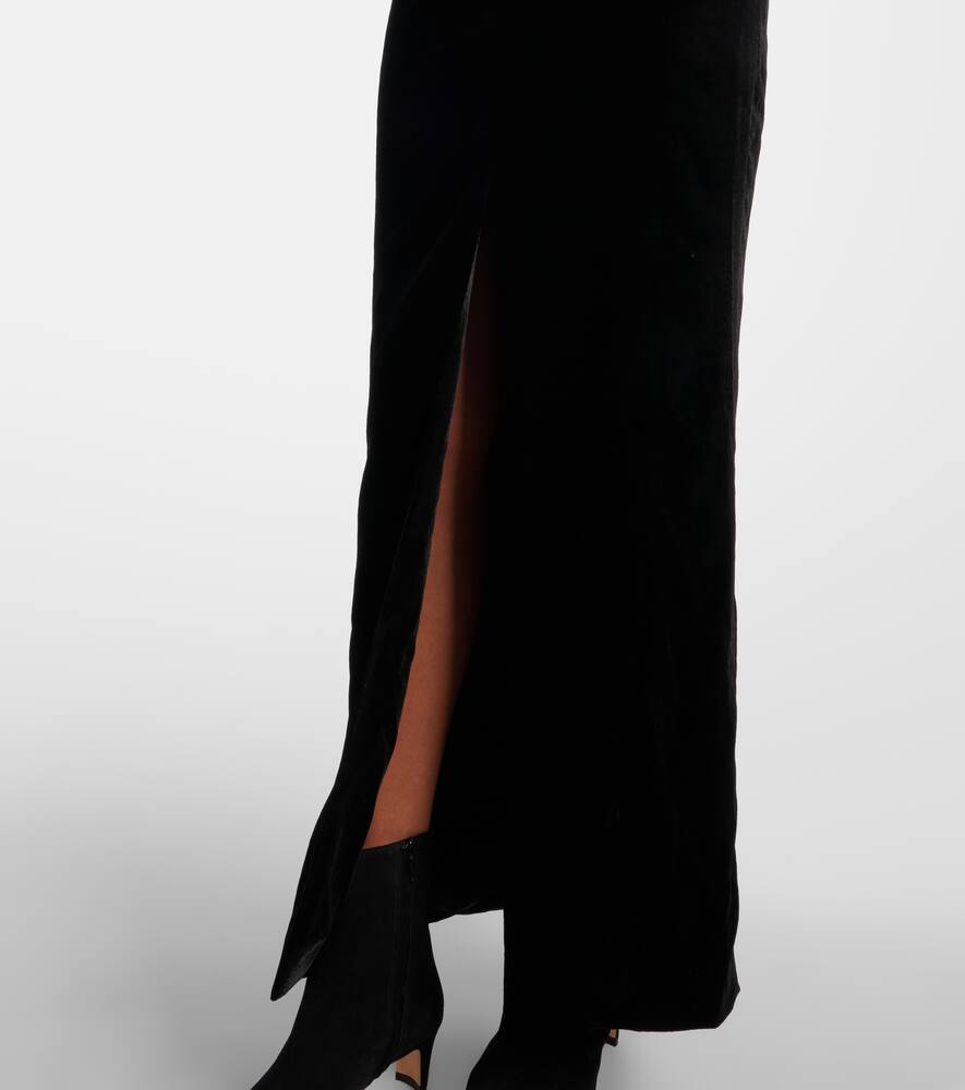 Alessandra Rich Velvet Maxi Dress In Black