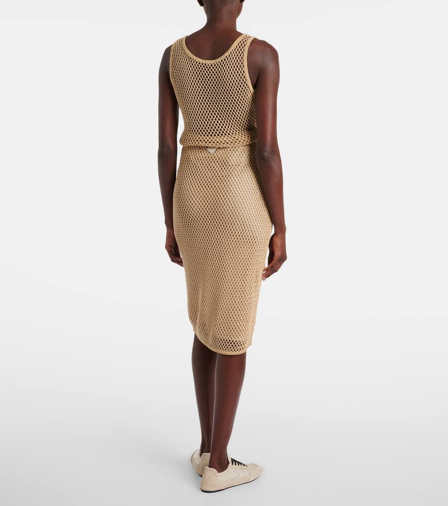 Prada Crochet Midi Skirt In Beige