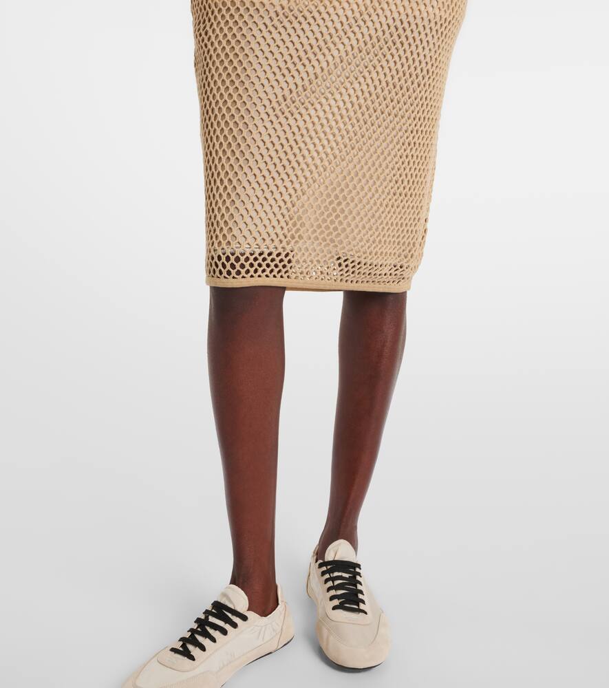Prada Crochet Midi Skirt In Beige