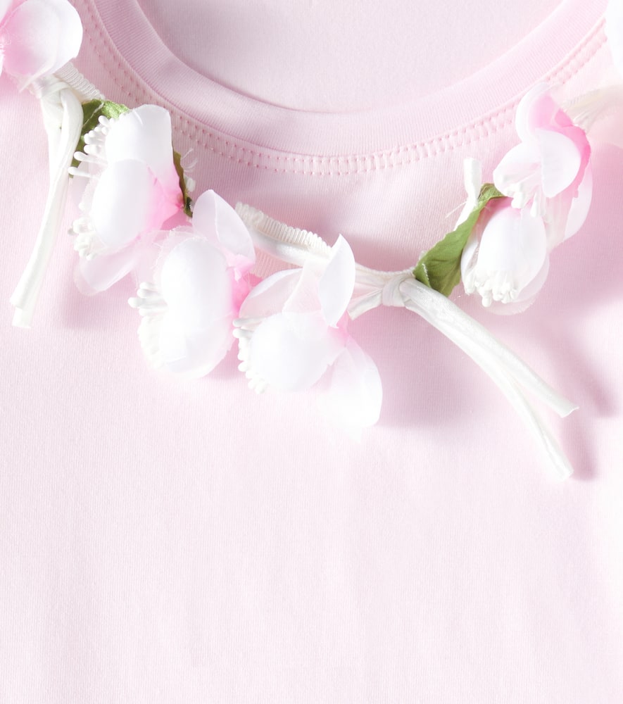Monnalisa Embellished Cotton-blend Jersey T-shirt In Rosa Fairytale
