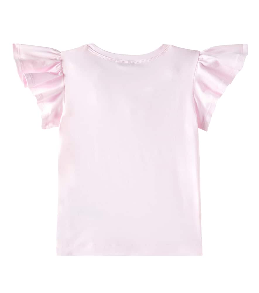 Monnalisa Embellished Cotton-blend Jersey T-shirt In Rosa Fairytale