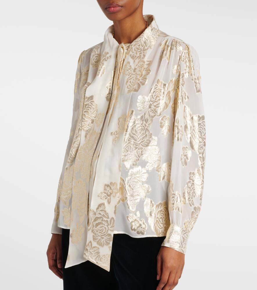 Chloé Floral Fil Coupé Silk-blend Lamé Blouse In White